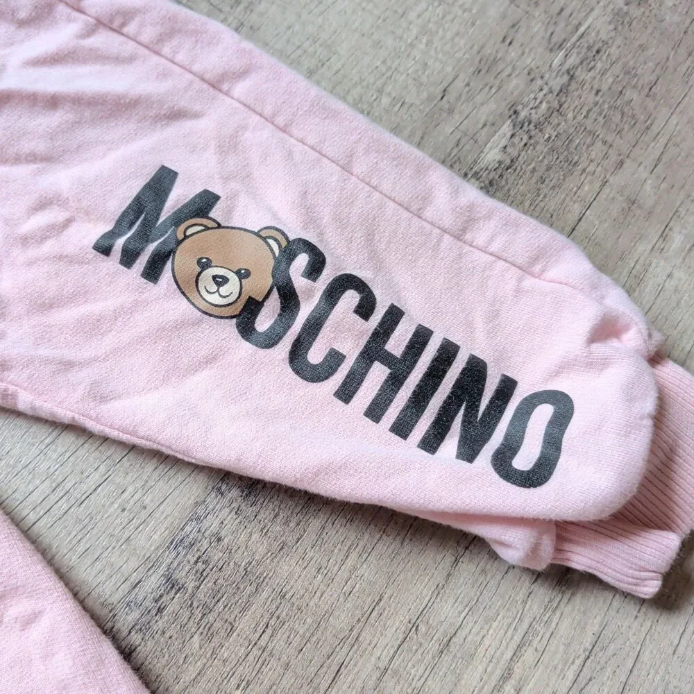 Moschino Pant Infant 9-12 Months Pink Spellout Knit Bear Logo